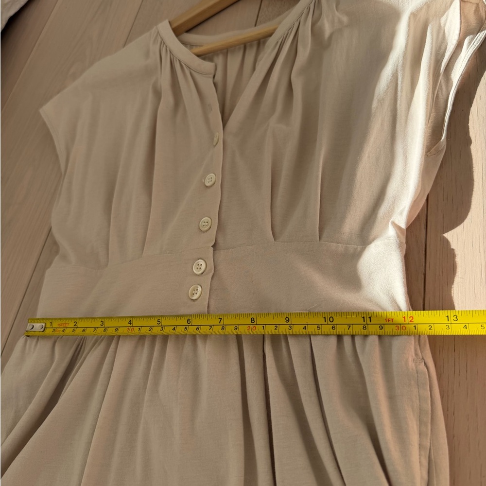 Elegant Cotton-Blend Midi Dress in Light Beige - Picture 5 of 8